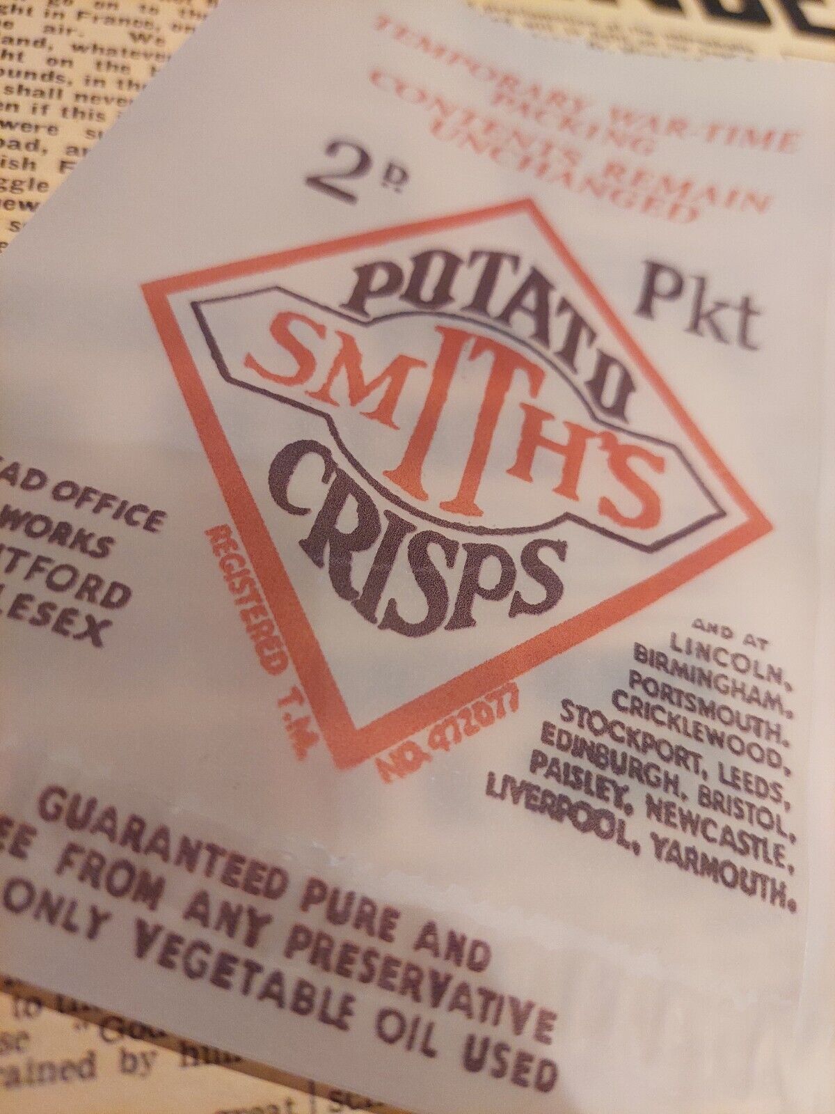 WW2 Smiths Crisp packet